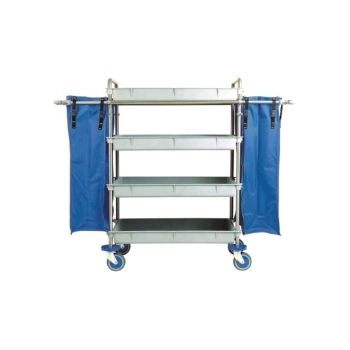 Carro cromado lenceria 4 bandejas y dos bolsas