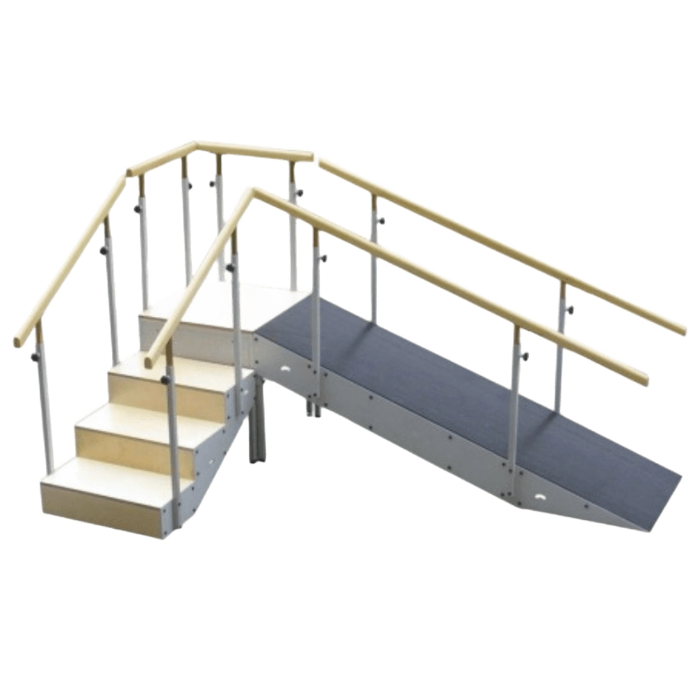 Escalera C/ Rampa Metal 5 Peldaños Pasamano Reg. Altura