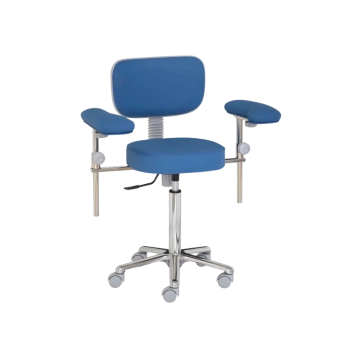 Taburete Giratorio Respaldo Y Reposabrazos Acero